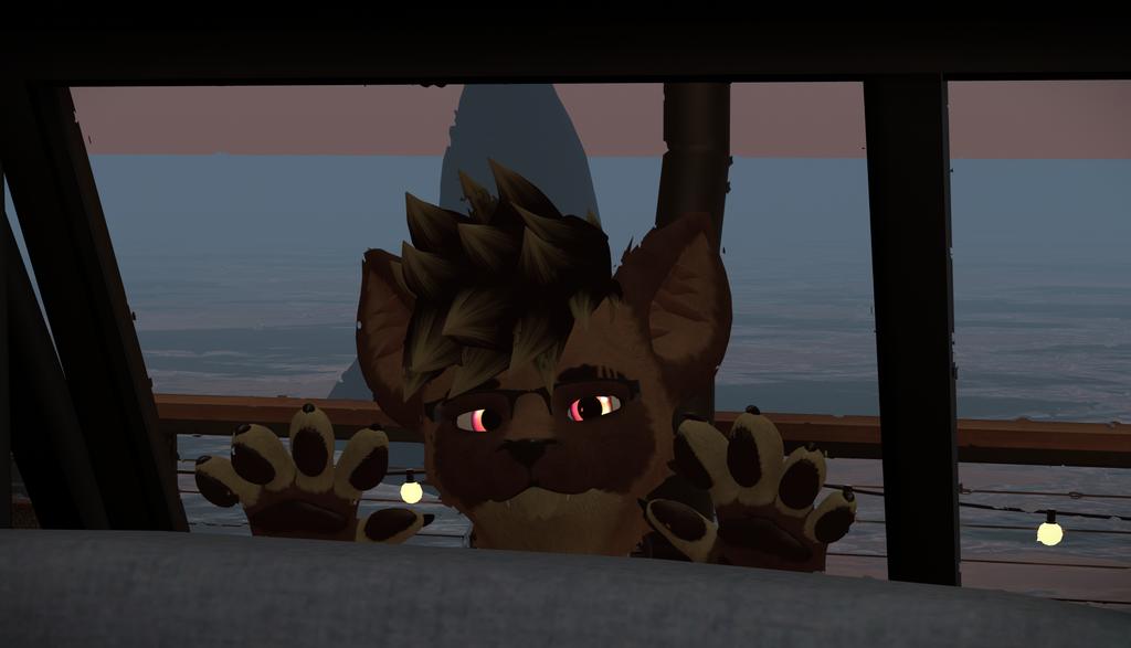 YuoButSilly's tweet photo. They caught me playing League of Legends and threw me outside. 😭 
📸: @vectorwuff 
#vrcfurry https://t.co/ZdbA4VDgoM