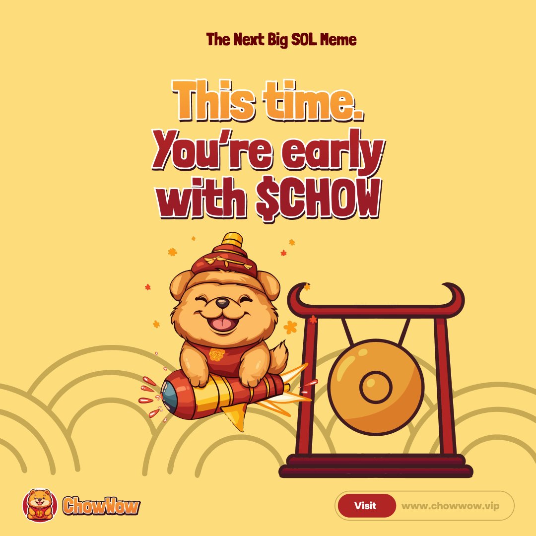ChowWowOfficial's tweet photo. Forget chasing green candles.

$CHOW is your fresh start.

Early is everything. Time is now. https://t.co/HpJgIPkp9n