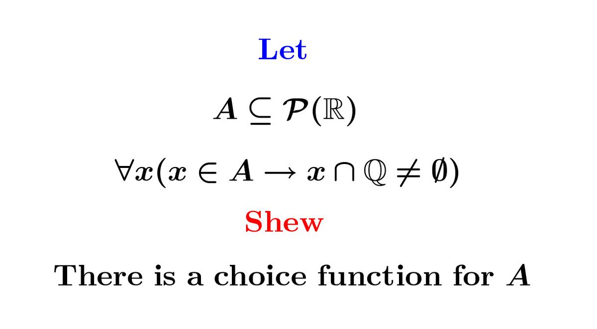 Whenever you need a choice function, the Axiom of Choice isn’t always required. In certain situations you can build one explicitly, just like in this:
#axiomofchoice #μαθηματικά
