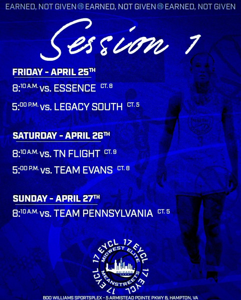 Here’s my schedule for Session 1 in Hampton, VA!