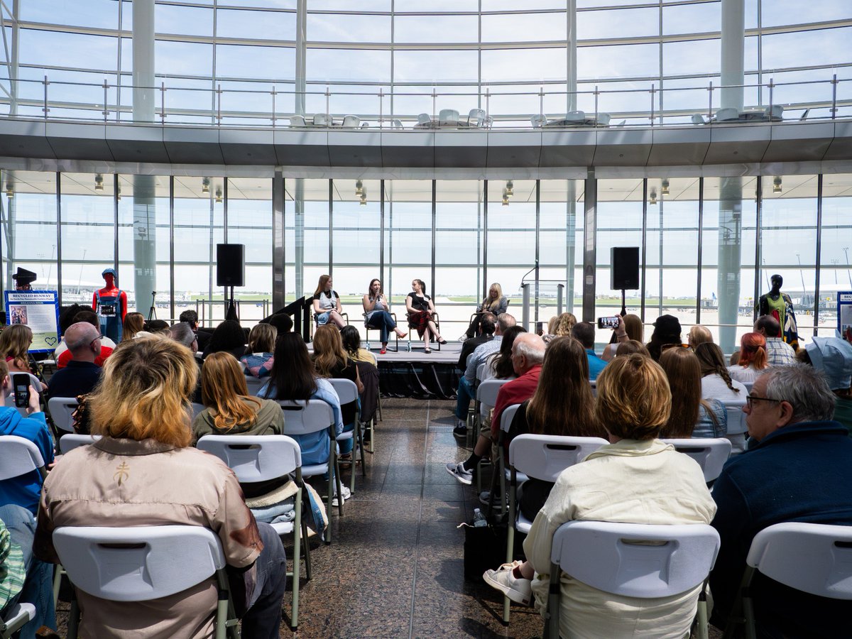 We celebrated Earth Day with @indydesignweek + @ballstate_fashion, showcasing recycled fashion from curtains, sleeping bags &amp; more ♻️👗 Plus, a fireside chat w/ @PATTERN Polina Osherov on where sustainable fashion is headed. a perfect way to honor our planet.