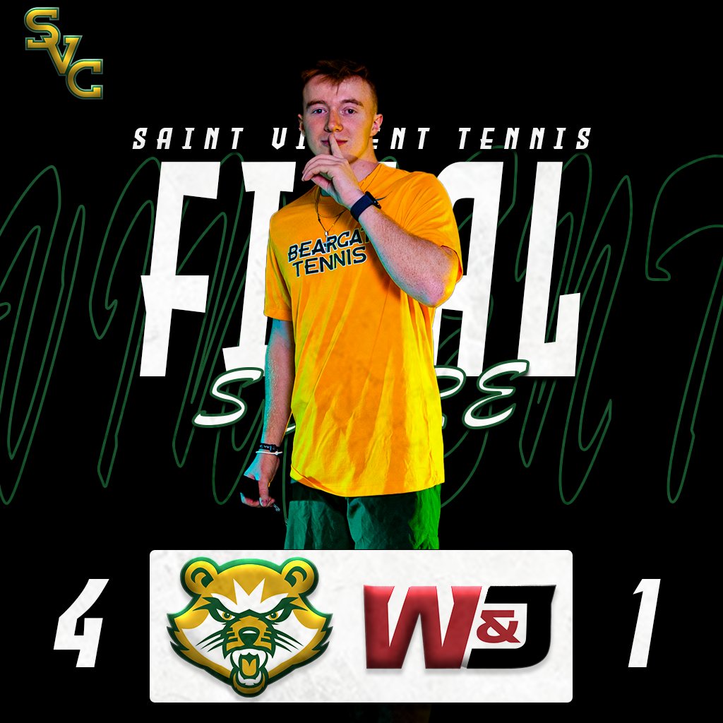 SVC Bearcats (@svc_bearcats) on Twitter photo Bearcats advance! 🐻🎾
Saint Vincent Men's Tennis takes down W&J 4-1 in the PAC Quarterfinals! On to the semis!🟡🟢
<a href="/SVC_Tennis/">Saint Vincent College Tennis</a> Bearcats advance! 🐻🎾
Saint Vincent Men's Tennis takes down W&J 4-1 in the PAC Quarterfinals! On to the semis!🟡🟢
<a href="/SVC_Tennis/">Saint Vincent College Tennis</a>