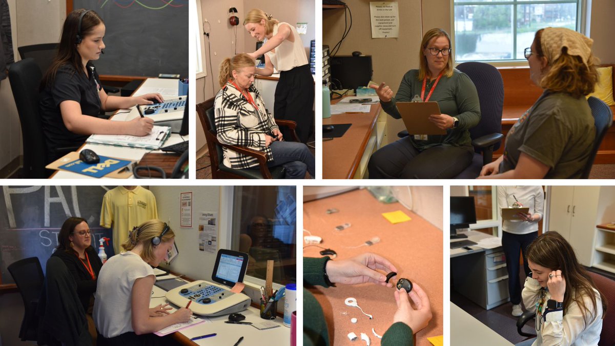 Our AuD program emphasizes immersive clinical experiences. Each semester, students complete clinical competency checkpoints to assess their knowledge and skills. In spring, 1st-year students focus on diagnostic audiometry, and 2nd-years concentrate on cochlear implants. #audpeeps