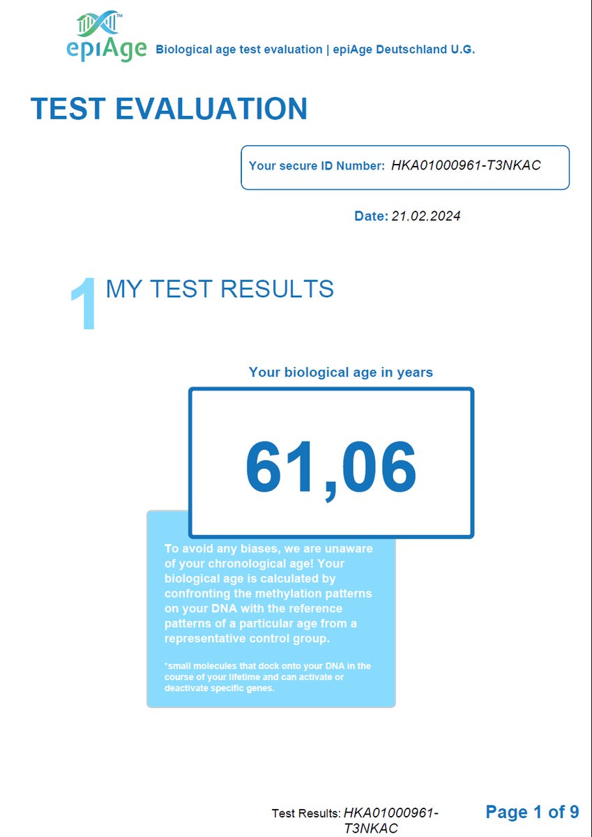 Mainstreamhetze's tweet photo. @davidasinclair Is the EpiAging Test reliable? I am 73 years old, and these are my test results from February 21, 2024, and April 7, 2025. I am happy to share which supplements I take. https://t.co/qOhmYeCqHG