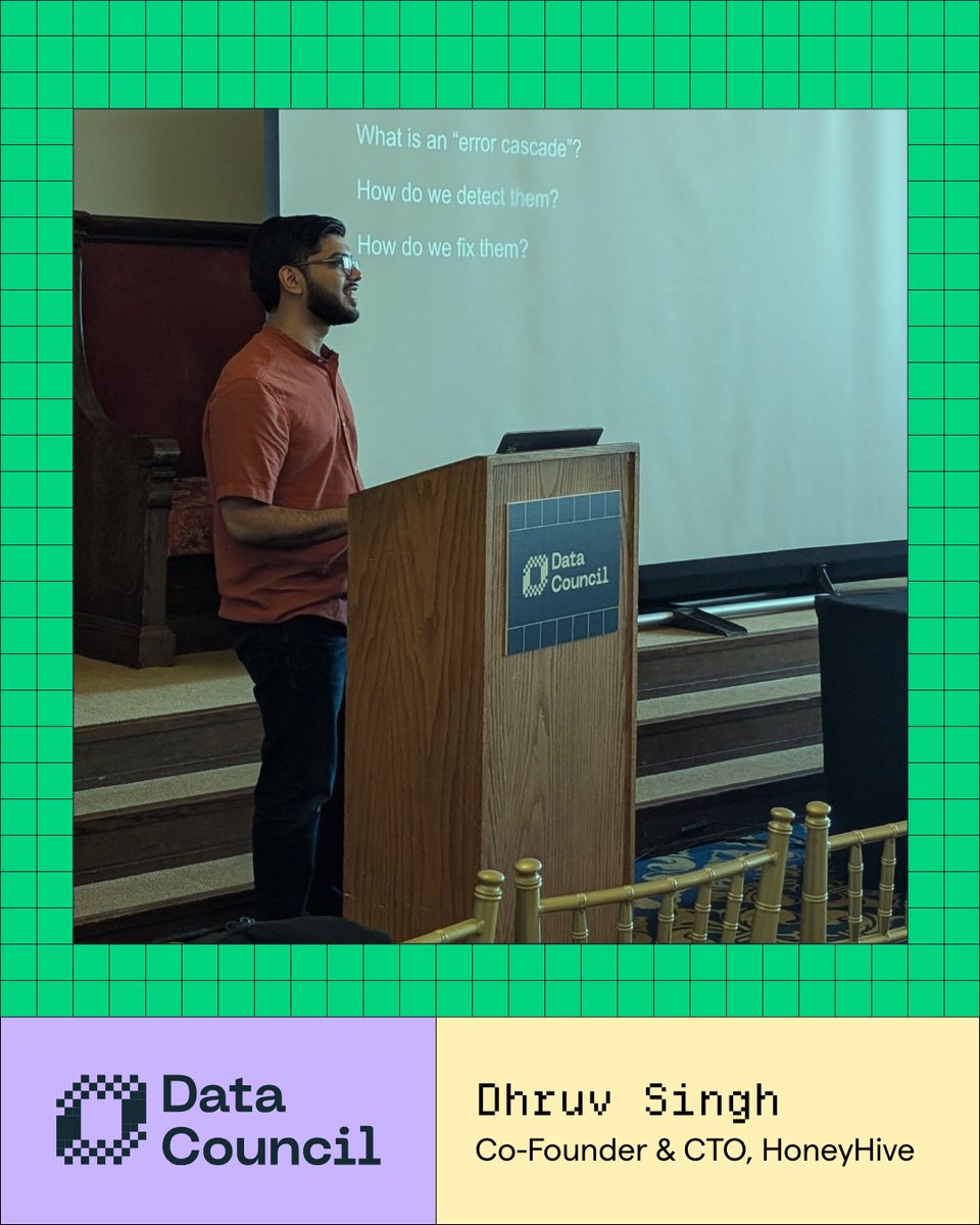 <a href="/ds3638/">Dhruv Singh</a> (Co-Founder, CTO <a href="/honeyhiveai/">HoneyHive</a>) gives agent evals the time they deserve with his talk “Eval Agents: How to Solve Error Cascades in Agents.”

Why do these agentic systems spiral into failure, and how do we catch it early?

Quietly one of the most important talks of the