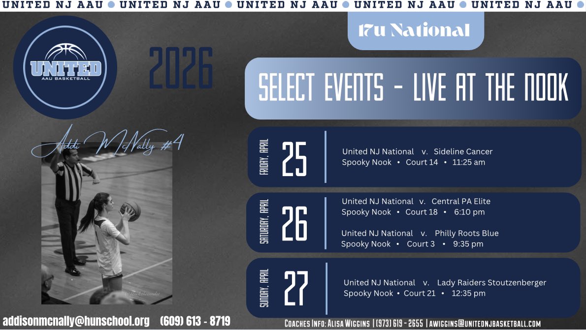 Select Events Live At The Nook 
United NJ 17u National