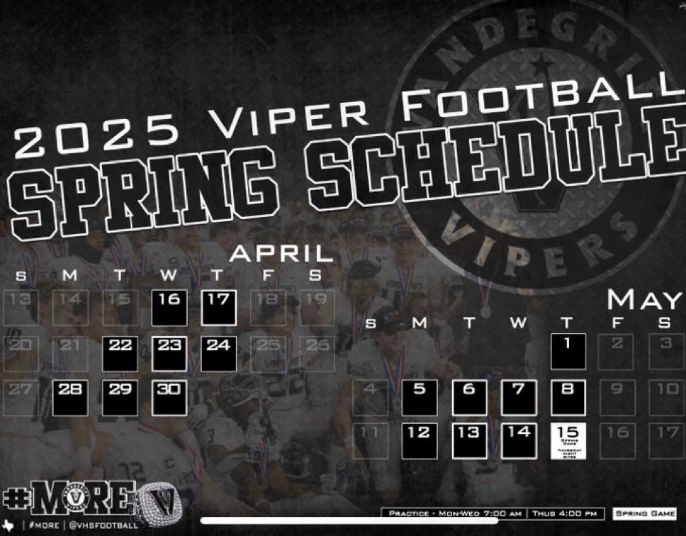 Preston James lll (@prestonjames22) on Twitter photo Our Vandegrift spring ball schedule!!!
Love to see some people out there.
<a href="/VHSFootball/">Vandegrift Football</a> Our Vandegrift spring ball schedule!!!
Love to see some people out there.
<a href="/VHSFootball/">Vandegrift Football</a>