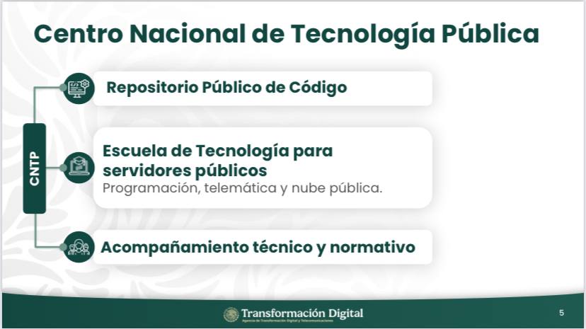 Soberanía tecnológica para fortalecer capacidades públicas:
🧠 Se crea el Centro Nacional de Tecnología Pública para acompañar a gob. locales.
🔁 Un repositorio de código p/ compartir soluciones tecnológicas.
💼Formación de servidores por medio de la Escuela Pública de Tecnología