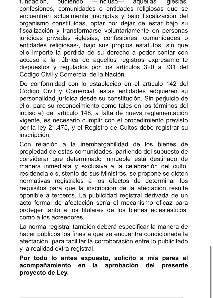 Presentamos el Proyecto de Ley N°904/2025 para reconocer a las iglesias evangélicas del Chaco como personas jurídicas privadas, garantizando sus derechos y permitiéndoles autogestionarse. 

La iniciativa también establece la inembargabilidad de sus bienes destinados al culto y