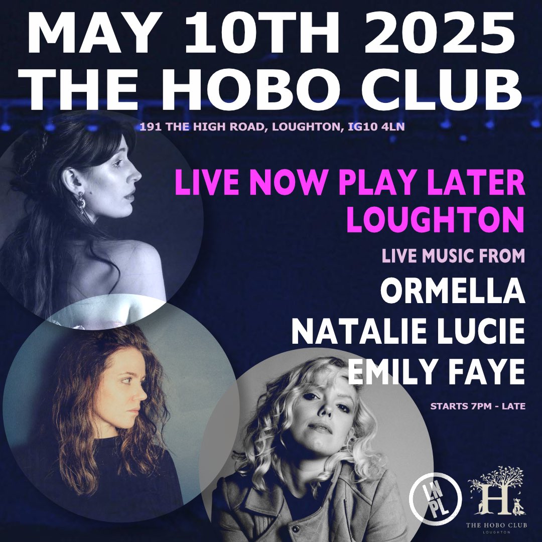 Live Now Play Later (@live_later) on Twitter photo We are heading back to the hobo club Loughton on 10th May for another night of live music from <a href="/emilyfayemusic/">Emily Faye</a> Natalie Lucie and Ormella - tickets on sale now
hoboclub.co.uk/event/lnpl-may We are heading back to the hobo club Loughton on 10th May for another night of live music from <a href="/emilyfayemusic/">Emily Faye</a> Natalie Lucie and Ormella - tickets on sale now
hoboclub.co.uk/event/lnpl-may