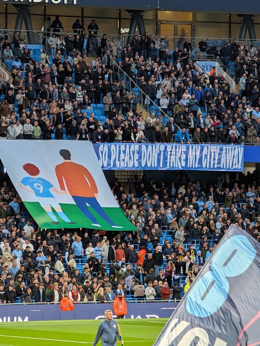 On the same night City tweet this, we also do this. Do they not see the irony when there's empty seats &amp; fans priced out of it. An important win but just as important -  a  fan base that really would like the club to protect the generational links we've always had.