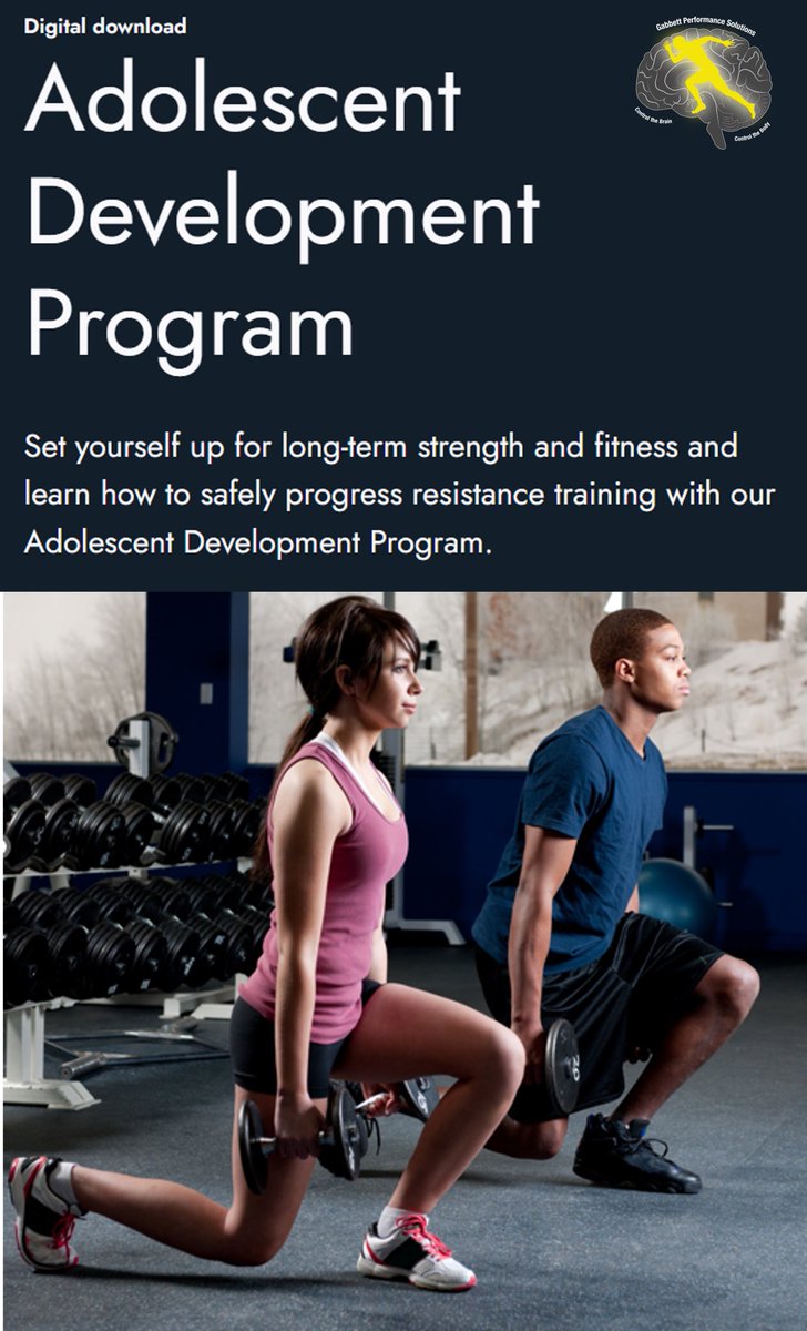 Tim Gabbett (@timgabbett) on Twitter photo I’ve lost track of the times I’ve heard coaches say “young athletes don’t move well”. So, we’ve decided to do something about it and create a strength and movement program specifically for adolescents!
Adolescent Development Program Available Now!
bit.ly/gabbettadolesc… I’ve lost track of the times I’ve heard coaches say “young athletes don’t move well”. So, we’ve decided to do something about it and create a strength and movement program specifically for adolescents!
Adolescent Development Program Available Now!
bit.ly/gabbettadolesc…