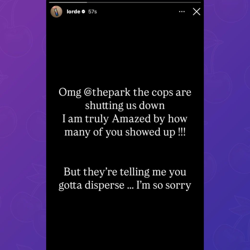 PopBase's tweet image. The police have shut down Lorde’s event at Washington Square Park, just minutes before it was set to start.