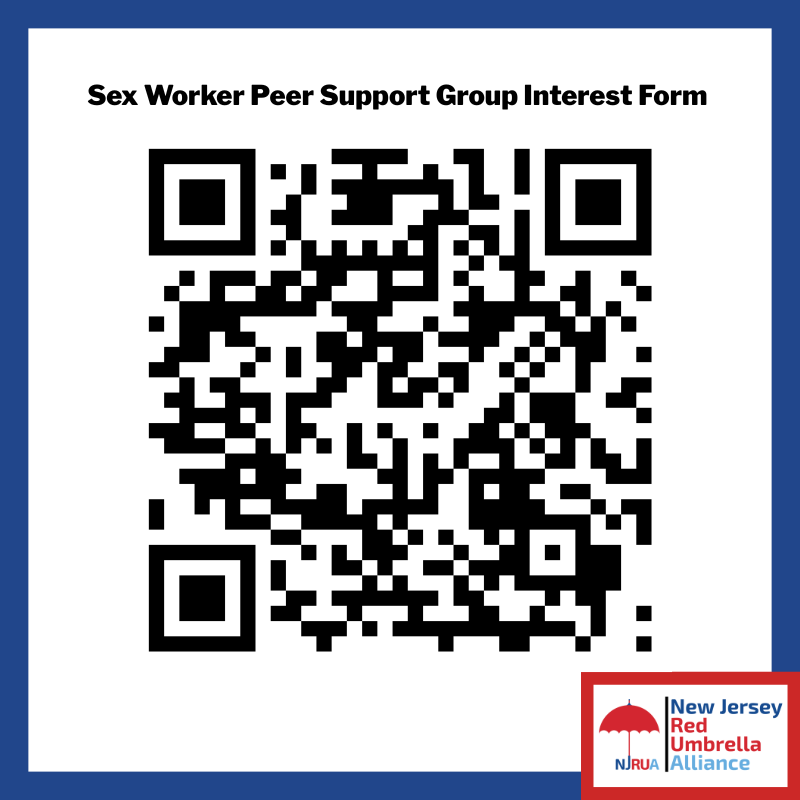 NJRUA's tweet photo. NJRUA is building a peer-led sex worker support group! We would like to hear from the community in and around NJ, NY, PA, or DC (and those online). For more info, go to https://t.co/ULyJNhNETY or scan below. https://t.co/C8IgWwfXvZ