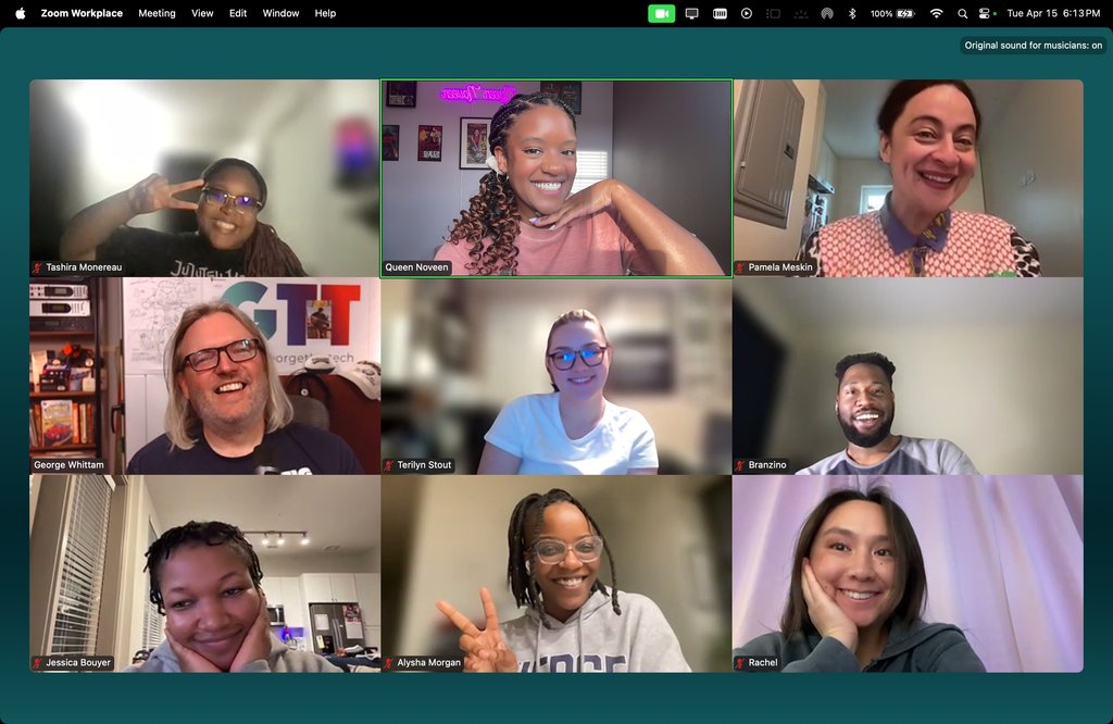 George had a blast teaching the students in Queen Noveen's Ready. Cue. Announce! program!