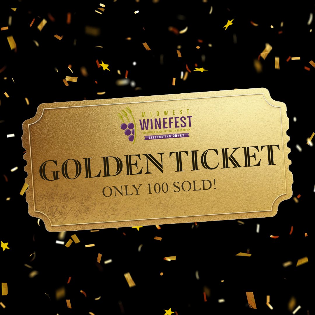 🍷✨ Only 100 Golden Tickets for a chance to win a LIVE AUCTION ITEM at Midwest Winefest! 🎟️ $100 each ➡️  #MidwestWinefest #GoldenTicket #WinefestAuction #WichitaEvents #SupportLocal