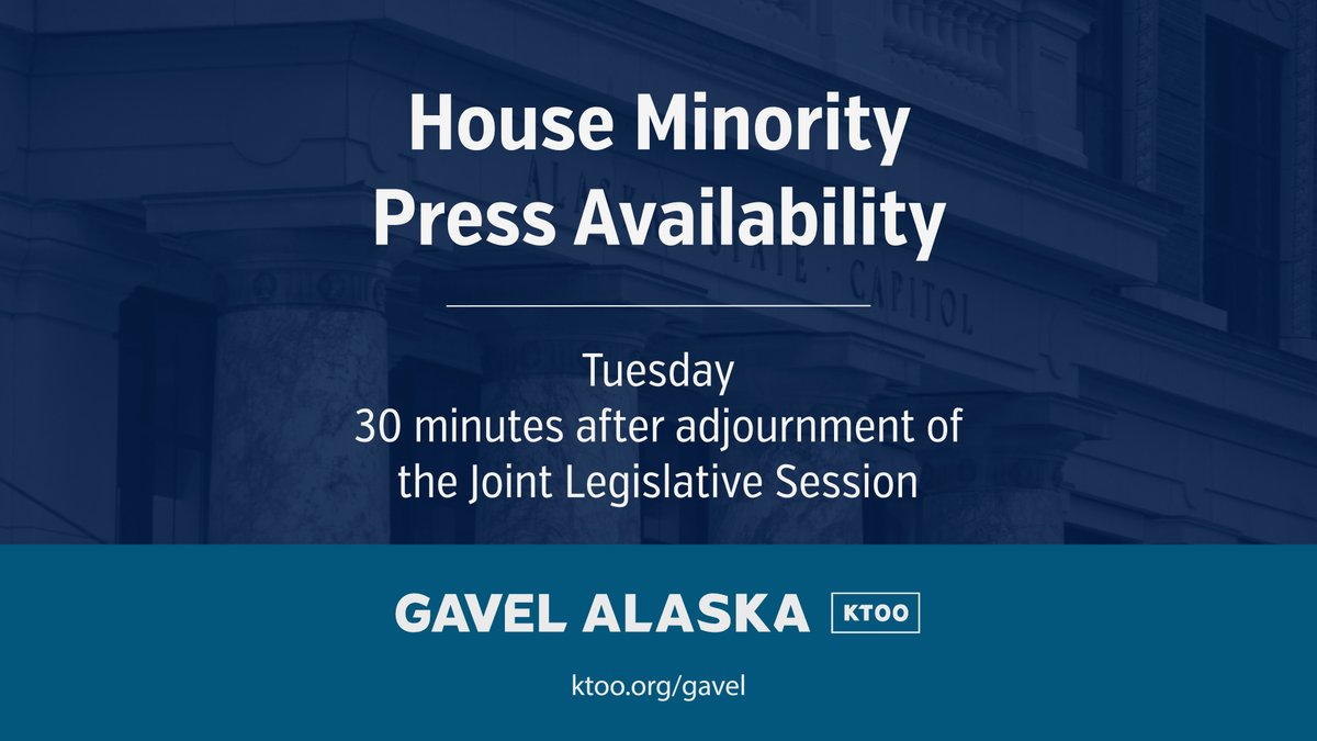 The House Minority caucus plans to hold a press availability 30 minutes after the Joint Legislative Session adjourns today. Livestream --> ktoo.org/video/gavel/wa… #akleg