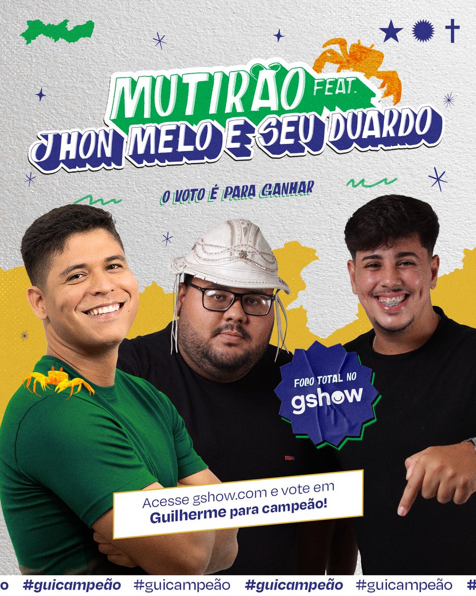 🦀 MUTIRÃO FEAT JHON MELO E SEU EDUARDO! 🦀 É HORA DA VOTAÇÃO!
Vamos juntos votar para Guilherme vencer o BBB25! 💪🔥
🔹 Comente um emoji a cada 20 votos! 👇
Encerra: 20h30 Meta: 2K
✅ O voto é para GANHAR, vote em GUILHERME!
⚠ Link para votação:
▪️ Voto único: