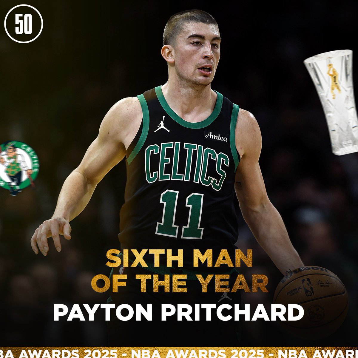 50NuancesDeNBA's tweet photo. 🏆 ET LE 6TH MAN OF THE YEAR 2025 EST DONC…PAYTON PRITCHARD ! 👀✅ https://t.co/lHtJqLSkLN