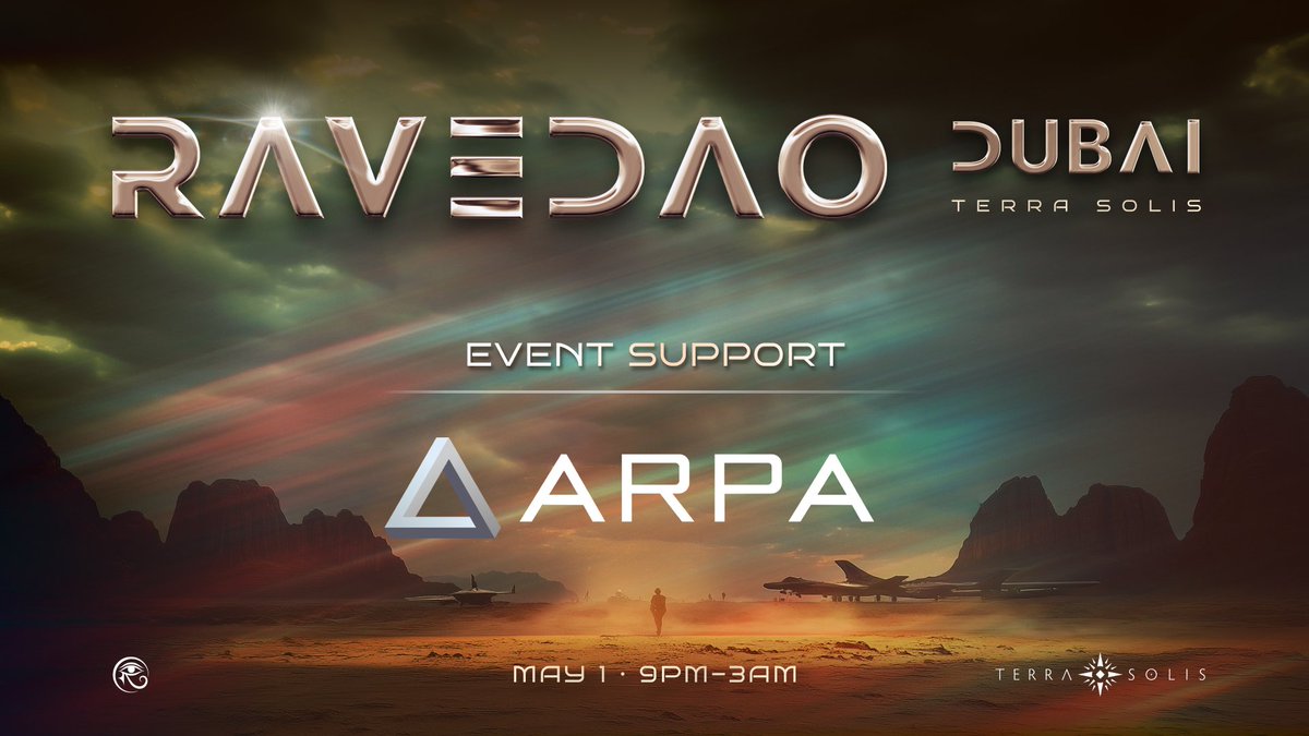 RaveDAO's tweet photo. From our first rave to the desert stage, @arpaofficial's been riding with us since day one. 💜
Back as event support for #RaveDAO May 1 at #TerraSolis.
OG of verifiable #RNG and cryptographic magic, now leveling up with verifiable AI.
They randomize the chaos. We turn it into a party. 🎲😈
🎟️ Tickets via @plvrio → https://t.co/duYpdc3BUD
#ARPA #Token2049 #VerifiableAI #Token2049Dubai
