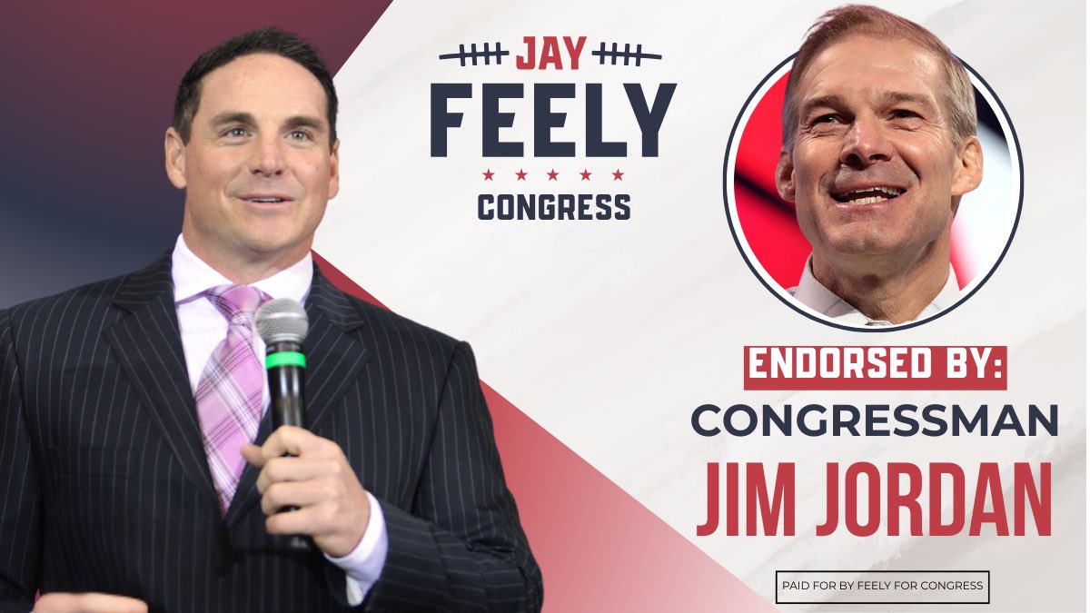 Jay Feely (@jayfeely) on Twitter photo I’m honored to have the endorsement of Congressman <a href="/Jim_Jordan/">Rep. Jim Jordan</a>, a fearless conservative and unwavering champion of the America First agenda.
His support is deeply meaningful as we launch this campaign to defend our freedoms and deliver real, lasting results for the East Valley. I’m honored to have the endorsement of Congressman <a href="/Jim_Jordan/">Rep. Jim Jordan</a>, a fearless conservative and unwavering champion of the America First agenda.
His support is deeply meaningful as we launch this campaign to defend our freedoms and deliver real, lasting results for the East Valley.