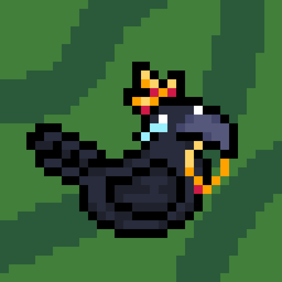 AlwaysPreston's tweet photo. The Mad King but small this time #crow #pixelart #oc https://t.co/ReNbO0n3lh