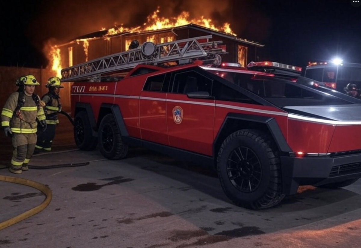 Cybertruck0001's tweet photo. @FDNY Dumps @FireSeagrave with new @tesla @cybertruck contract for 2026.  #TransmitThe1075 #AllHands #2ndAlarm #JobTown #EveryBodyGoes! #BrooklynToThe38K! #GettingThreeTwoAndTheRescueK! #SecondSource! https://t.co/nTofuFvw3U
