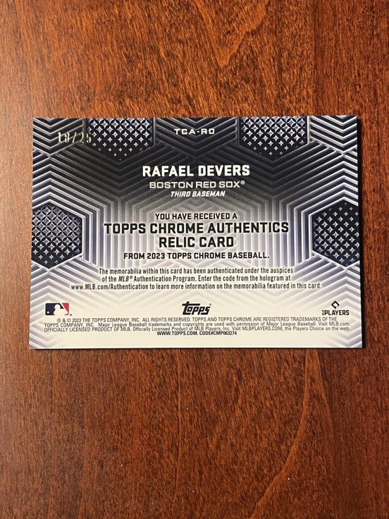$10 2023 Topps Chrome Authentics Rafael Devers Orange Game-Used Relic /25 Red Sox <a href="/Risewithus5/">Risewithus</a> <a href="/RockG322/">DJ G-Rock</a> <a href="/WayFen/">Fenway Wilson</a> @SoxEverythin