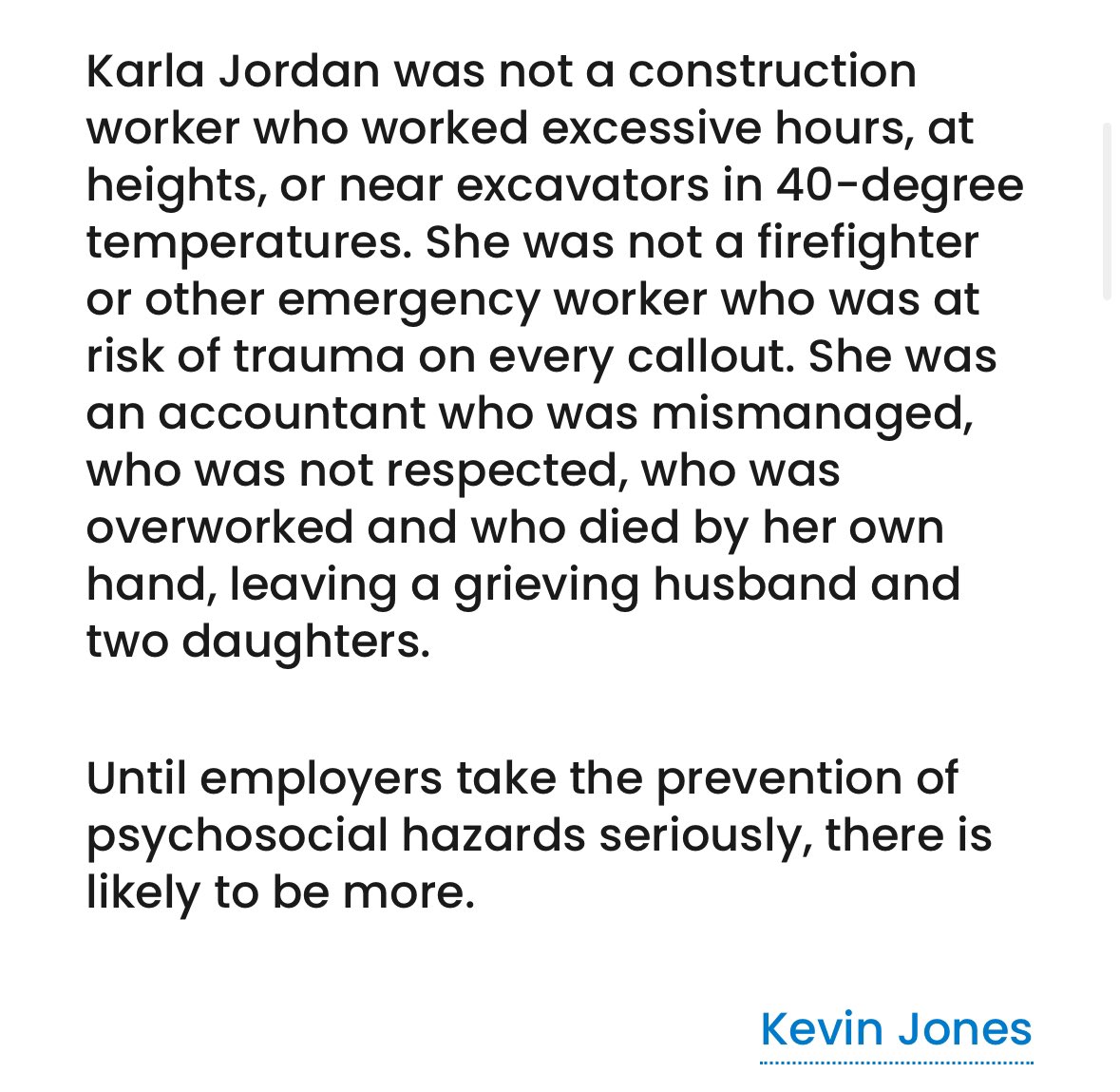 drbecs's tweet photo. An easily preventable work-related suicide. The typified passive ‘HR’ excuse of ‘we don’t get any complaints’ doesn’t even apply in this case; PCBU was well aware. Accepted comp
claim, and the PCBU STILL didn’t get the memo.
#negligence #harmprevention
https://t.co/ECwtUkYXhh https://t.co/Y5Ft0J2x9h