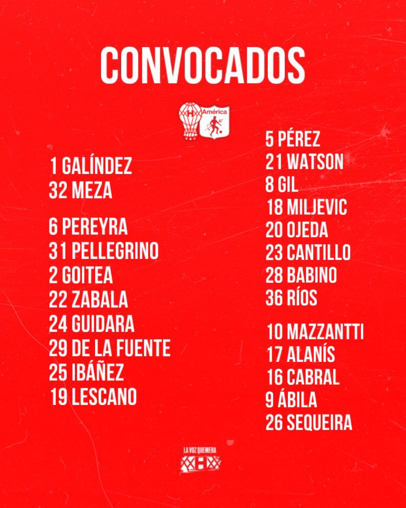 LaVozQuemeraOK's tweet photo. 📋 Estos son los convocados de #Huracan para recibir a #AmericaDeCali 🇨🇴. https://t.co/RJREBpXlVw
