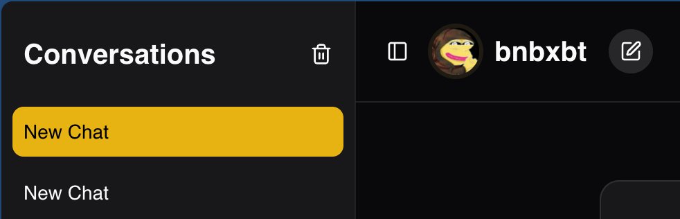 bnbxbt_labs's tweet image. We just added multi-chat support to develop.bnbxbt.com. Click the ✏️ next to the $BNBXBT logo to start new sessions.

We’re building the future of DeFAI live, transparently, and in the open. We’re currently testing near-infinite cross-token swap combinations, which will be…
