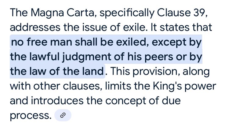 RonHaney12's tweet photo. In 1215 the Magna Carta established the principle of due process of law especially in the case of exile. https://t.co/WvBi2dYk4r