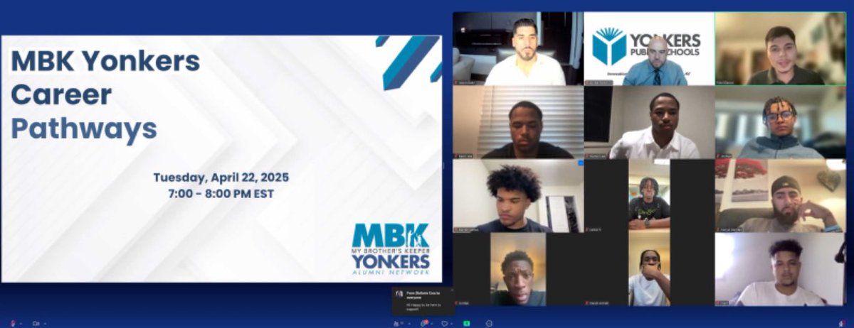 AnibalSolerJr's tweet photo. Happening now! First ever @yonkersmbk Alumni Virtual gathering! ✊🏼🩵🤍🩶#ModelCommunity #YonkersMagic https://t.co/fALXQWw2Ry