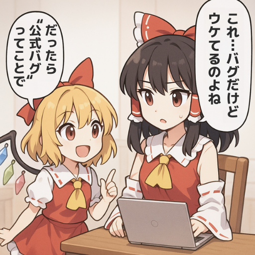 愛されるバグは、仕様より強い。
#ゲーム作る霊夢 