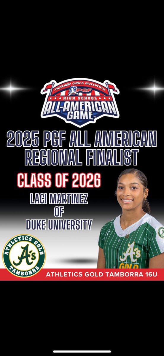 Laci Martinez (@lacilou2026) on Twitter photo Thank you <a href="/PGFnetwork/">PGF</a> for selecting me as a regional finalist—it’s an honor to be recognized amongst so many talented athletes. <a href="/AGTTamborra16U/">Athletics Gold Tamborra 16U Gold - Tamborra</a> <a href="/DukeSOFTBALL/">Duke Softball</a> <a href="/DukeCoachYoung/">Marissa Young</a> <a href="/oliviaadyan/">“Coach Liv” Olivia Watkins</a> <a href="/CoachTaylor_W/">Taylor Wike</a> <a href="/prstaggs/">Parker Staggs</a> Thank you <a href="/PGFnetwork/">PGF</a> for selecting me as a regional finalist—it’s an honor to be recognized amongst so many talented athletes. <a href="/AGTTamborra16U/">Athletics Gold Tamborra 16U Gold - Tamborra</a> <a href="/DukeSOFTBALL/">Duke Softball</a> <a href="/DukeCoachYoung/">Marissa Young</a> <a href="/oliviaadyan/">“Coach Liv” Olivia Watkins</a> <a href="/CoachTaylor_W/">Taylor Wike</a> <a href="/prstaggs/">Parker Staggs</a>