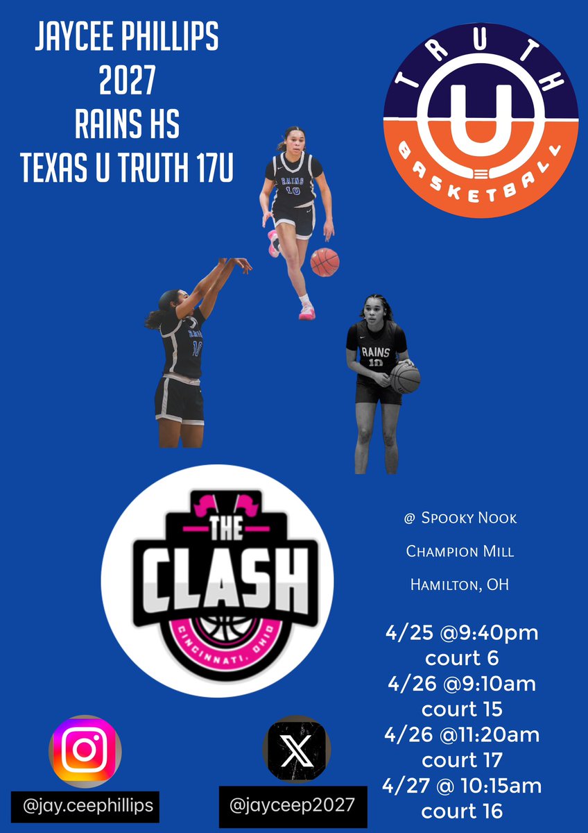 Looking forward to the first live event at the Clash in Ohio! Check out my schedule for the tournament. <a href="/RikDLuda12/">Ricky Phillips</a> <a href="/MMBR_CoachGBell/">Major Movez Basketball Review #MMBR</a> <a href="/truthgbb/">Truth Basketball</a> <a href="/SWIPALEAGUE/">SWIPA LEAGUE</a> <a href="/CoachSmithRISD/">Colton Smith</a>