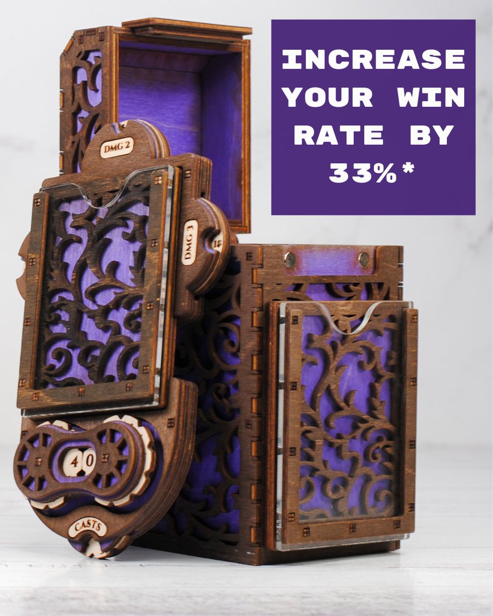 talonclaw's tweet photo. *"According to the highly scientific data we just made up, using this deck box increases your chances of winning by 33% due to sheer intimidation and undeniable wow-factor. 😏🔥💀  #MTG #DeckBox #TabletopGaming #CardGames #EDH #CommanderLife #GameNight"** https://t.co/YNmKINODtT