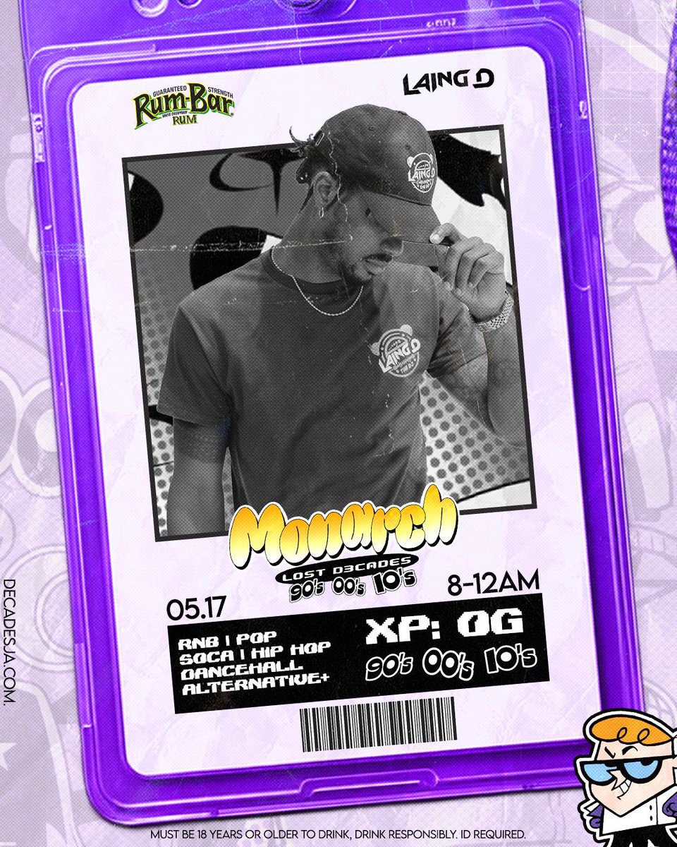 Let’s take it back a few Decades with <a href="/LaingDtheDJ/">LAING D | GIRL DEM DJ 🎧</a> 📻

📍: 34 Hope Road, Kingston.
📆: May 17, 2025 
🎟️ : $3500 
🎶 Pop | Hip-Hop | Dancehall | R&amp;B | Alternative

Are you ready to unlock the past? 💾🔥 #LostDecades #Monarch2025