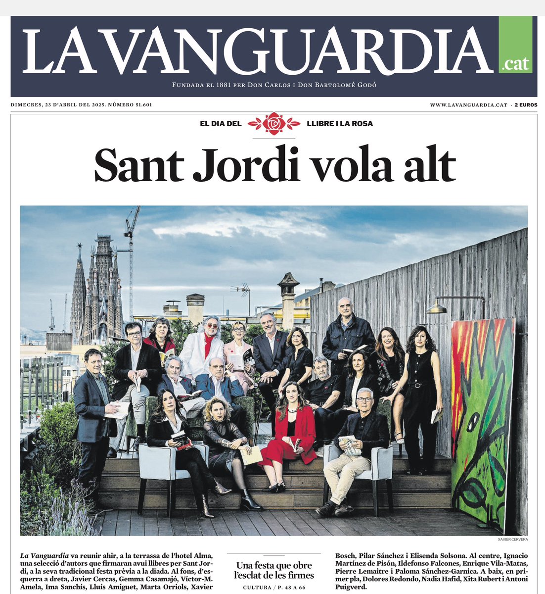 El que té anar a dormir tard avui és trobar-se a l'<a href="/elisendasolsona/">elisenda solsona</a>, paisana de <a href="/SomdOlesa/">Som d'Olesa!</a>, a la portada il·lustre a <a href="/LaVanguardia/">La Vanguardia</a> amb l'amic <a href="/LluisAmiguet/">Lluís Amiguet</a> 
Lluís, vigila amb els d'Olesa!
Per cert, per què hauran posat l'Elisenda sota la dutxa?
Bravo #mammalia!!