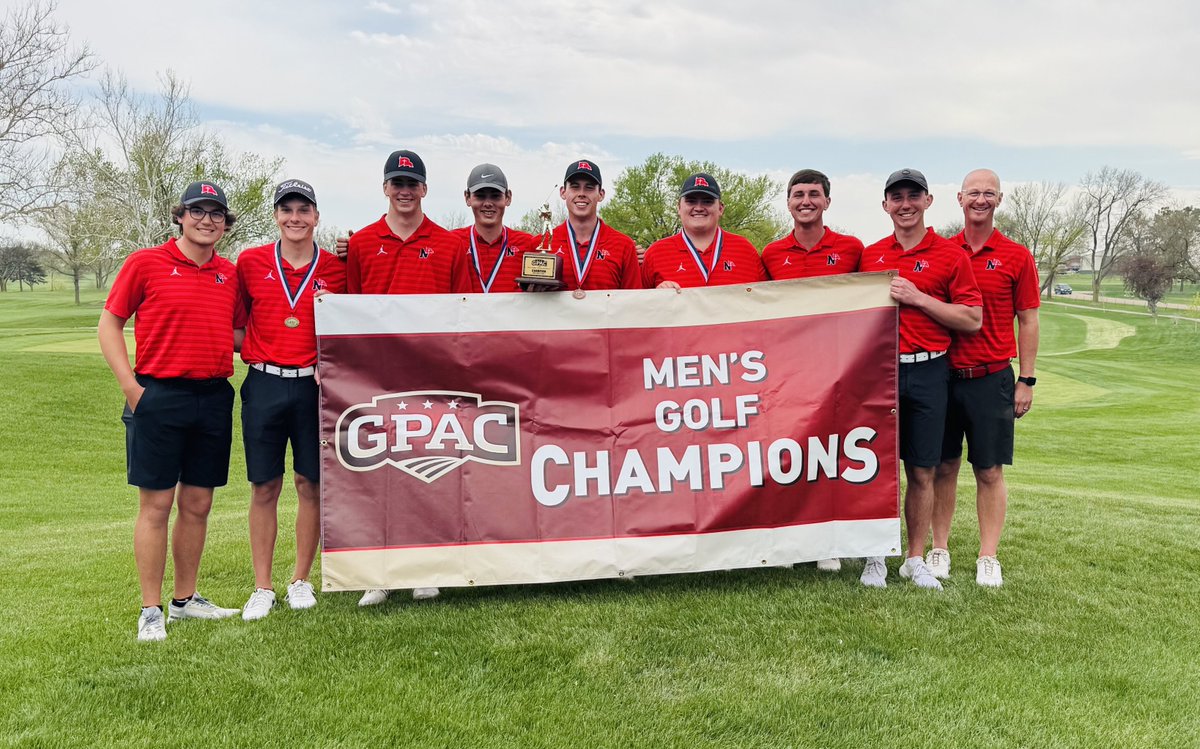 Great Plains Athletic Conference (@gpacsports) on Twitter photo M GOLF - A record setting final round propels the <a href="/nwcraiders/">NWC Red Raiders</a> to the 2025 GPAC Men's Golf Championship. The Red Raiders go -13 for the tournament, after a round of -11 on Tuesday in Beatrice, Nebraska, at the Beatrice Country Club.
Axton Miller from <a href="/nwcmgolf/">Northwestern College Mens Golf</a> was the GPAC M GOLF - A record setting final round propels the <a href="/nwcraiders/">NWC Red Raiders</a> to the 2025 GPAC Men's Golf Championship. The Red Raiders go -13 for the tournament, after a round of -11 on Tuesday in Beatrice, Nebraska, at the Beatrice Country Club.
Axton Miller from <a href="/nwcmgolf/">Northwestern College Mens Golf</a> was the GPAC