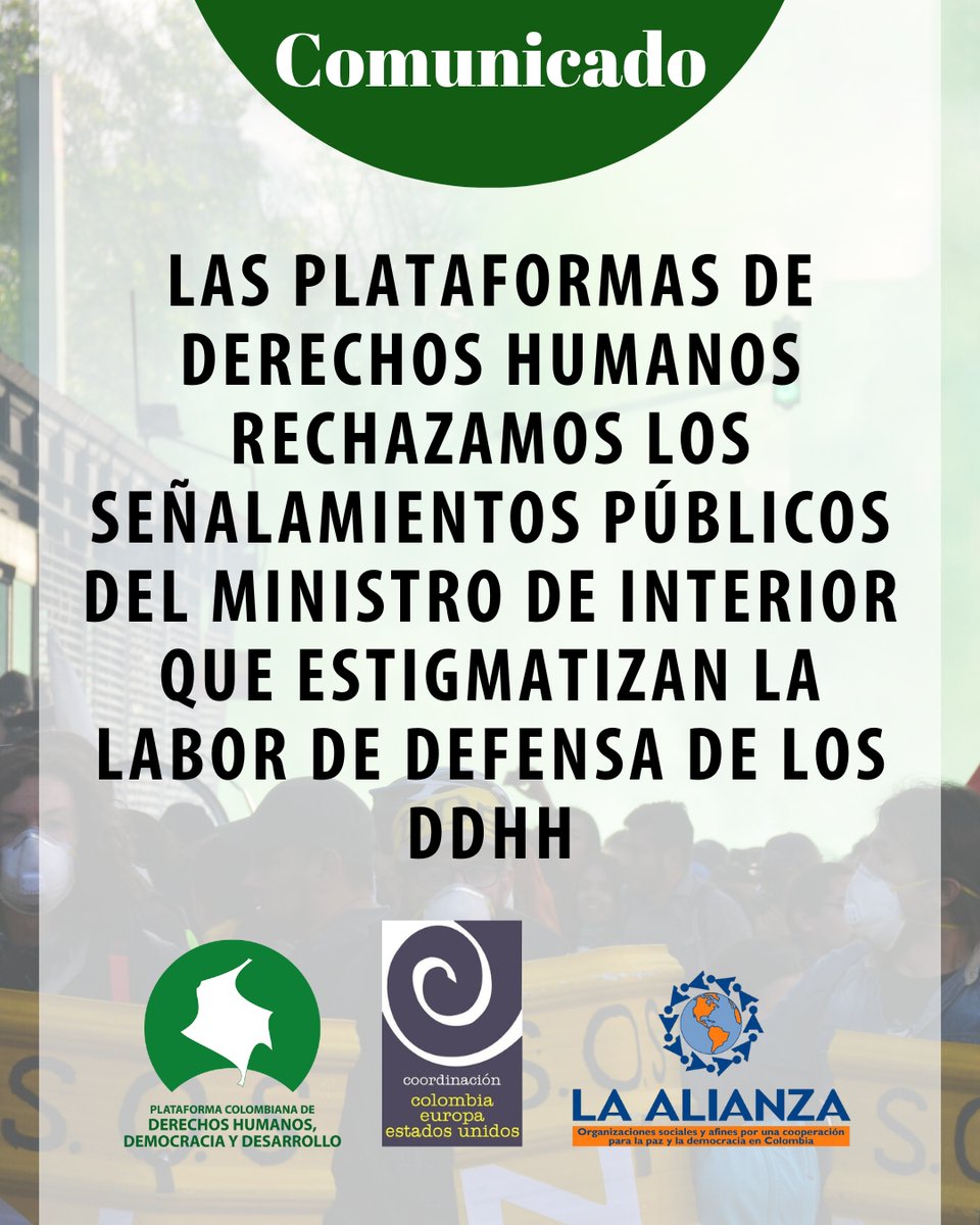 PlataformaDesc's tweet photo. #ComunicadoConjunto📄
📣Las Plataformas de DDHH rechazamos los señalamientos públicos deM in Interior que estigmatizan la labor de defensa de los DDHH y ponen en riesgo a personas defensoras, liderazgos sociales y comunidades⚠️
🔎Comunicado completo aquí👇🏽
https://t.co/dx5Ep3g5GY https://t.co/ydtUpeHSd2