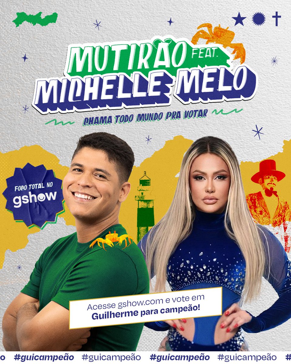 🦀 MUTIRÃO FEAT MICHELLE MELO! 🦀
É HORA DA VOTAÇÃO!

Vamos juntos votar para Guilherme vencer o BBB25! 💪🔥

🔹 Comente um emoji a cada 20 votos! 👇
Encerra: 21h00
Meta: 2K
✅ O voto é para GANHAR, vote em GUILHERME!
⚠ Link para votação:
▪️ Voto único: gshow.globo.com/realities/bbb/…