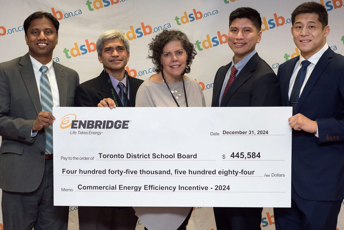 This #EarthDay, we, at <a href="/tdsb/">Toronto District School Board</a> , are marking a significant milestone in our sustainability journey. This recognition from Enbridge Gas highlights the outstanding work of our staff in advancing energy efficiency and reducing emissions across our schools.

Learn more: