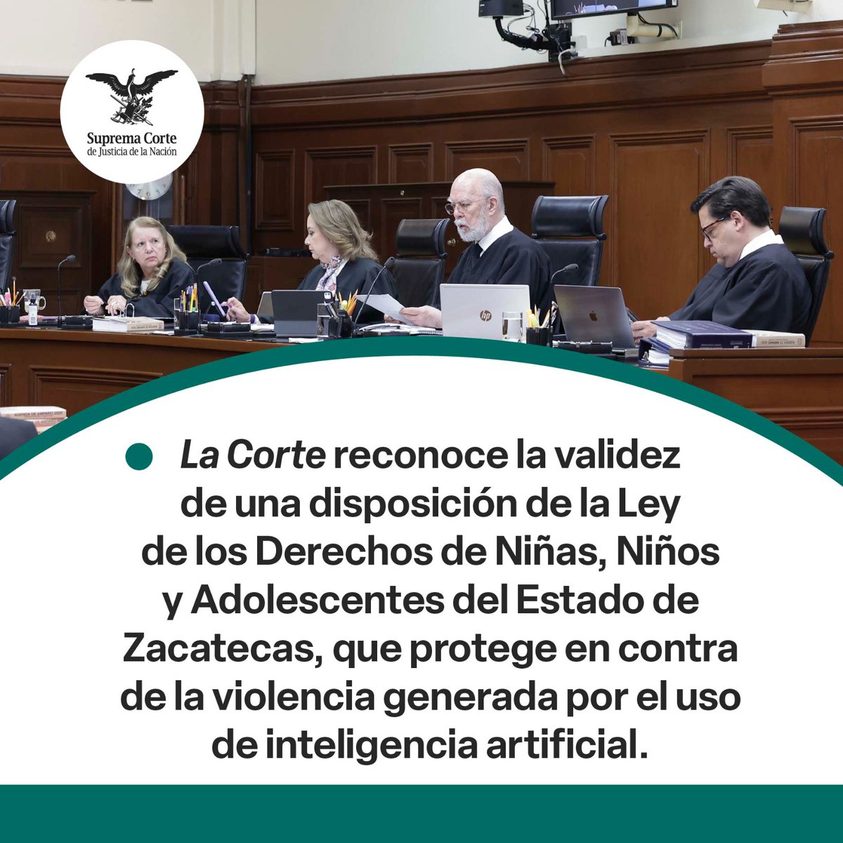 SCJN's tweet photo. El Pleno de #LaCorte validó una disposición legal en el estado, pues protege a las y los menores frente a los riesgos actuales y futuros del uso de la inteligencia artificial.
🔗 https://t.co/bClBoc35QB https://t.co/hVkX6GsOmR