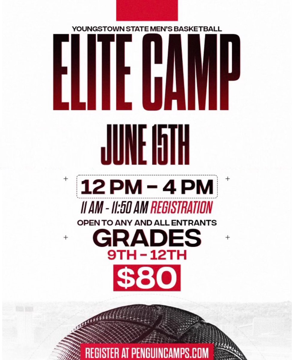 Thank you <a href="/RichWha/">Mark Richmond</a> for the invitation to <a href="/YSUMensHoops/">YSU Men's Basketball</a> elite camp this summer!
<a href="/CoachStuRoss/">Stuart Ross</a> <a href="/dwesthoops/">Downingtown West</a> <a href="/bokimblenba/">Bo Kimble</a>
