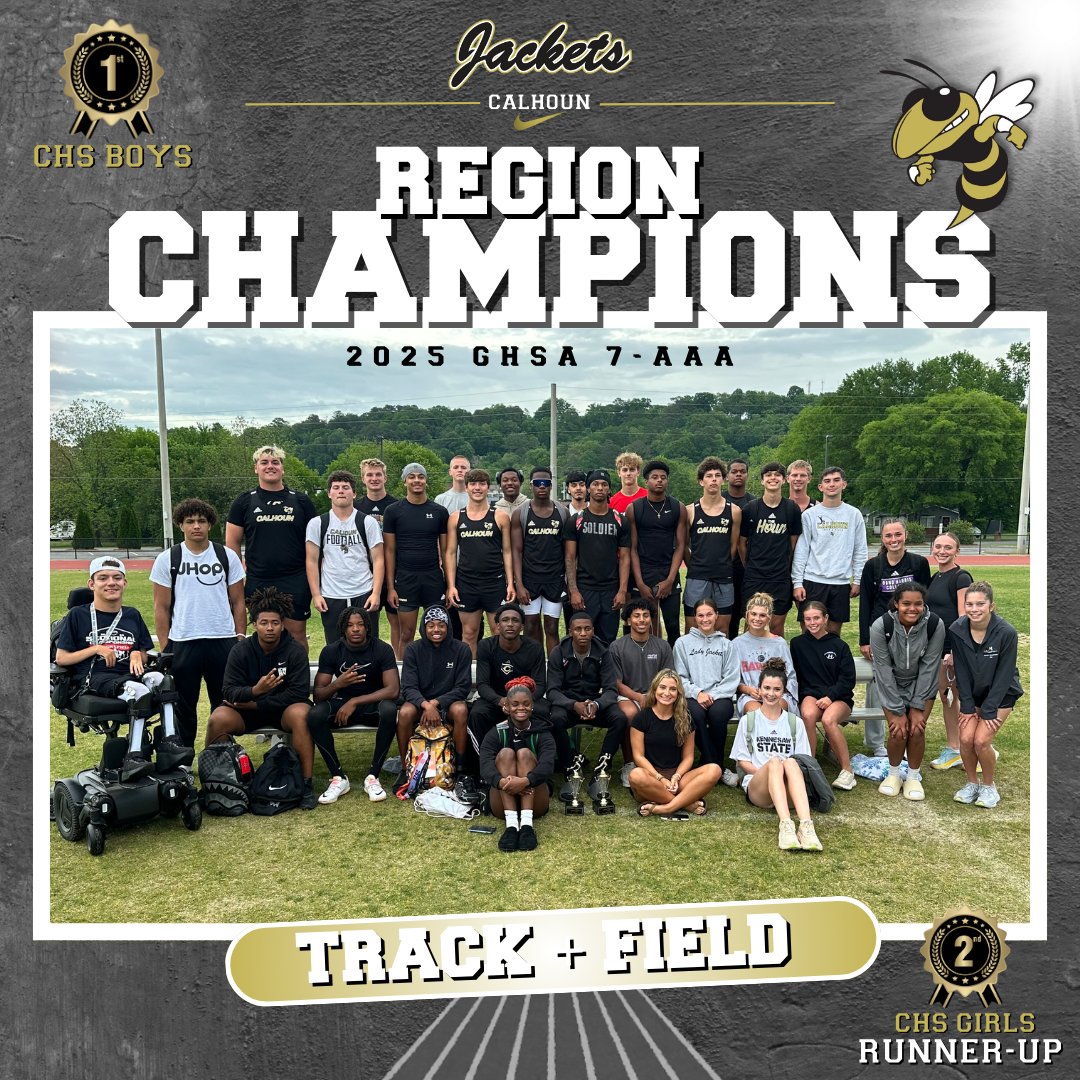 Congratulations to our CHS Boys Track &amp; Field team — 2025 7-AAA Region Champions! Great job by our Lady Jackets for an incredible runner-up finish! #GoJackets #ProudToBeAYellowJacket
