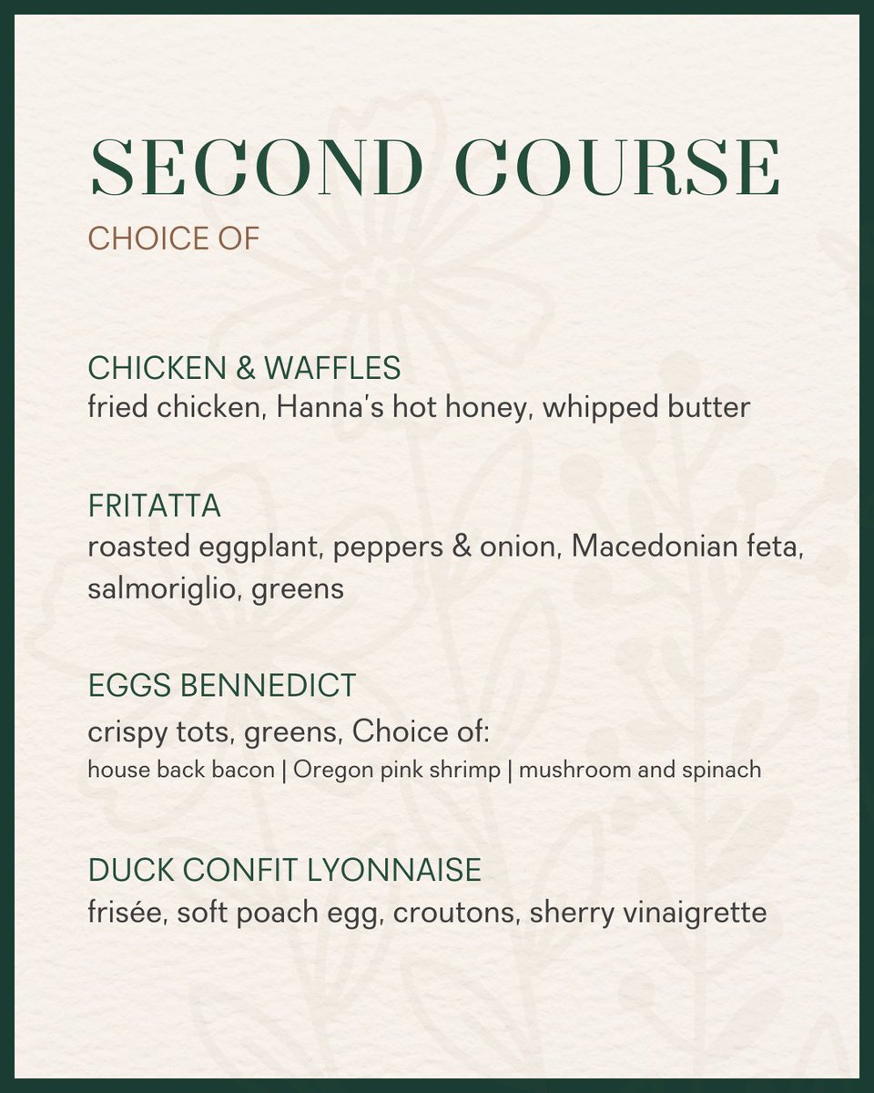 Come join us for a special Mother's Day celebration! We'll be offering a beautifully catered 3-course brunch menu specially designed to make sure Mom feels pampered and special. 💕