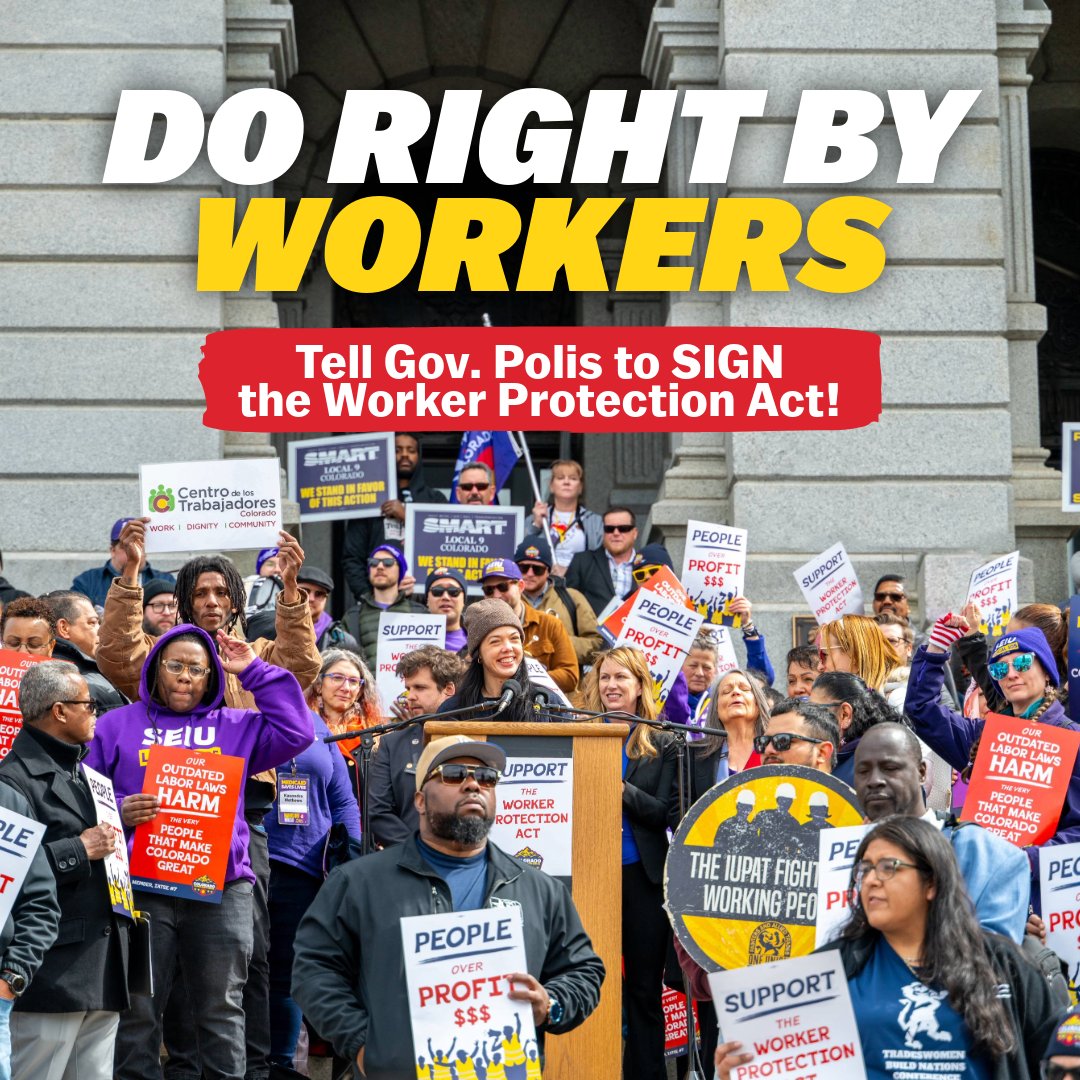TogetherCO's tweet image. As people of faith, we believe in the dignity of work. CO can lead with the #WorkerProtectionAct— but corporate pressure could lead to a veto. @GovofCO @jaredpolis: Stand with workers. Sign the Worker Protection Act. 
📞 303-866-2885 #copolitics #coleg