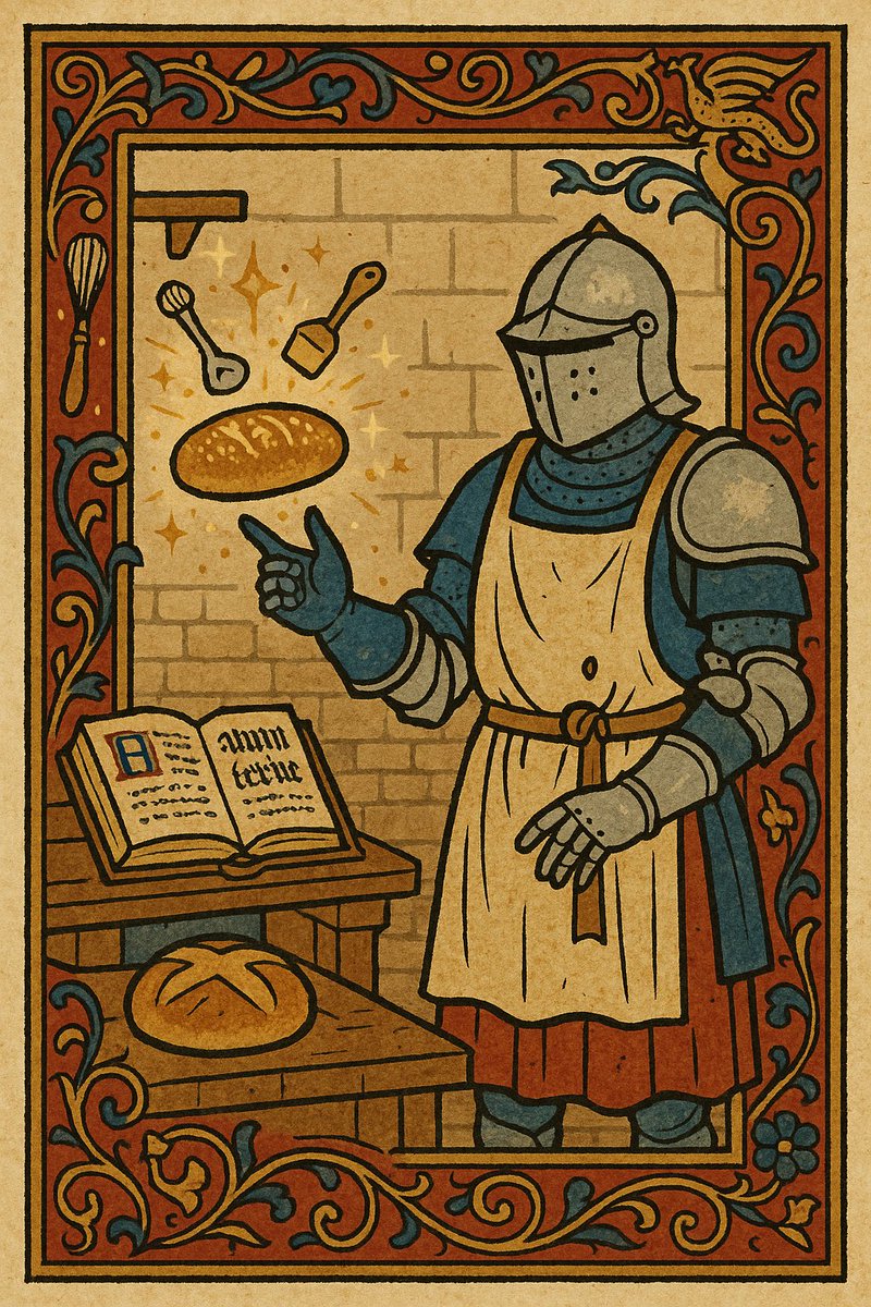 MVRKMDGN's tweet image. His armor may clank, but his sourdough sings.

#KnightShift #Breadsmith #CozyFantasy