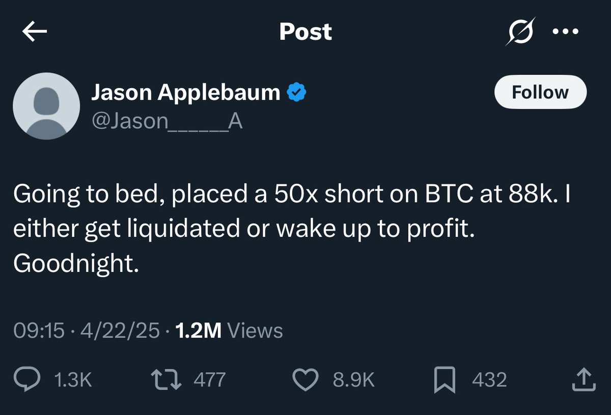 This guy shorted BTC as Trump caved on China tariffs.